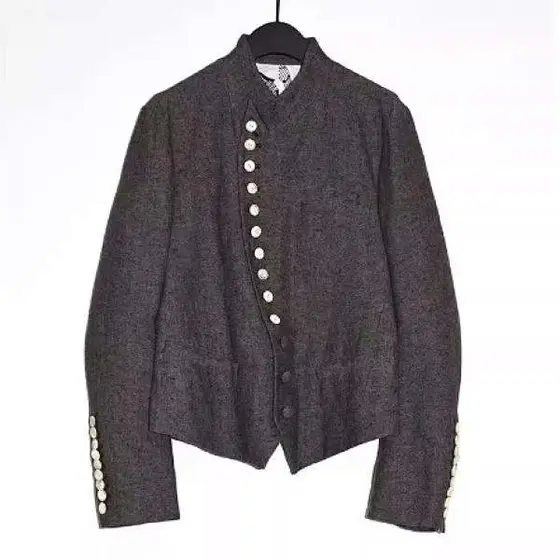 Ann Diagonal‑Placket Wool Jacket